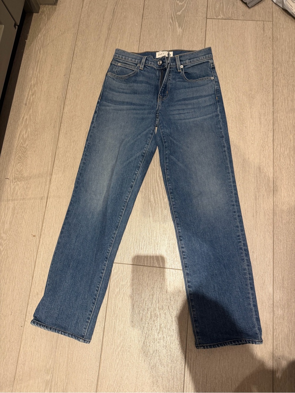 SLVRLAKE Mid Rise Medium Blue Straight Jeans